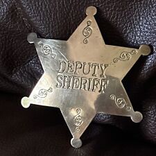 Deputy Sheriff Badge Six-Point Brass Pin-Back Star:  Police / Old West Authentic picture