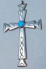 Vintage Navajo Sterling Silver and Turquoise Cross Pendant by Sadie Randolf picture