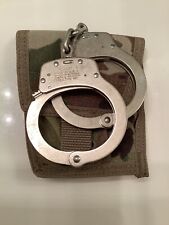 Vintage Smith & Wesson Handcuffs  with US Military Belt Case, Nice Old Handcuffs picture