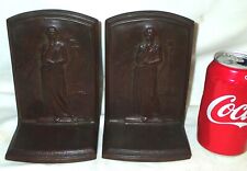 ANTIQUE F.F ZIEGLER GORHAM CO. FOUNDERS BRONZE SCIENCE LADY SCULPTURE BOOKENDS picture