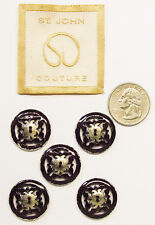 ST. JOHN REPLACEMENT BUTTONS 5 PCS PURPLE ENAMELED CUT OUT EFFECT METAL SEW-THRU picture