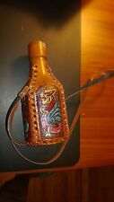 Vintage   Leather Wrapped Clear Conac Bottle Made in Ecuador picture
