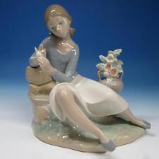 Lladro Porcelain Rosalinda Woman With Rose Figurine #4836 He Loves Me - 8 inches picture