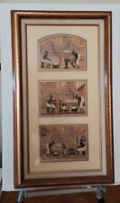 Handcrafted African Wall Art Straw Marquetry 3 Silhouette Scenes Natural & Rare. picture