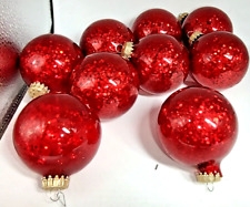 Vintage Red Plastic Christmas Ornaments Sparkly Sequin Balls 3