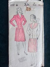 Vintage 1930's New York  Pattern Women No. 659 Two-Piece Skirt Blouwe Jac Sz 20 picture