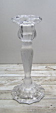 Vintage Clear Glass Transparent Crystal Candle Holder 7 inch Tall picture