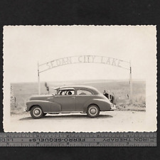 1940s Chevy 2-Door Sedan At Sedan City Lake, Kansas: Vintage SNAPSHOT Photo picture