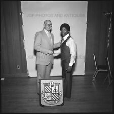 1970S OAKLAND YOUNG AFRICAN AMERICAN MAN AWARD WINNER MED FORMAT NEGATIVE BLACK picture