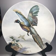 Limoges France 1953 Hand Painted Pheasant in Flight Changer Plate Signed Sylvia picture