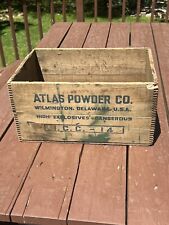 Antique ATLAS POWDER CO. Dangerous High Explosives Dynamite Wooden Crate Box picture