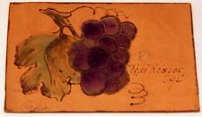 1907 LEATHER POSTCARD: BUNCH OF GRAPES - PASO ROBLES CALIFORNIA, CA picture