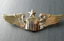 USAF AIR FORCE SENIOR PILOT WINGS LAPEL PIN BADGE 3 INCHES GOLD COLORED  picture
