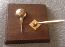 Vintage Bronze Golfball Desk Swivel Pen Holder Wood Base Lake Sea Marine Product picture