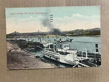 Postcard Cincinnati OH Ohio River Public Landing Boats Ships Vintage PC picture