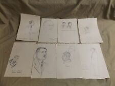 Vintage from life Graphite Sketch Drawings WWII Professors by Stuart Jones picture