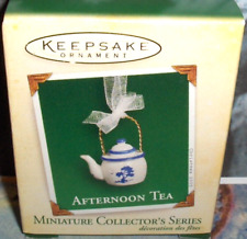 Afternoon Tea`2005`Miniature-White/Flower Porcelain Teapot,Hallmark Ornament-NEW picture