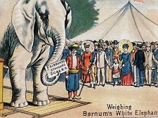 Antique Advertising Trade Card Fairbanks Scale Weighing PT Barnum’s Elephant picture