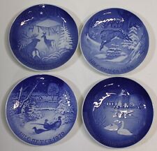 4 Vtg B&G Bing Grondahl Plates Lot 1964 70 74 80 Animals Winter Denmark Blue Set picture