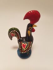 VTG Portuguese Folk Art Rooster Souvenir Love Heart Metal Hand-Painted 3