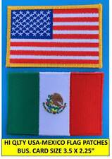 AMERICAN FLAG & MEXICAN FLAG EMBROIDERED PATCH IRON-ON SEW-ON MEXICO  (3½ x 2¼”) picture