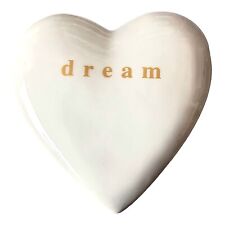 DREAM~ White Ceramic Heart Box Decorative Collectibles 2.5