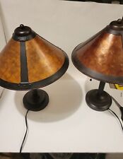 Vintage Arts And Crafts Mica Series Tensor Bronze Tone Double Socket Table Lamp picture