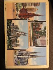 Famous Churches Of New York City, New York 1930s Vintage Linen Postcard picture