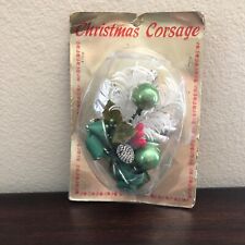 Vintage New Christmas Corsage in Package Multi Color Mercury Glass Beads picture