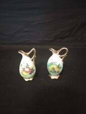 Vintage Ucagco Ceramics Japan Hand Painted Mini Pitchers Fruit Set Of 2 picture