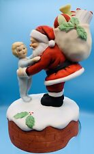 Vintage 1984 Ebeling & Reuss Christmas Santa & Child Music Box Joy to the World picture