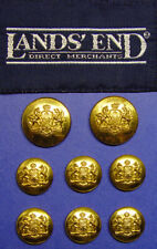 8 LANDS END GOLD TONE METAL BLAZER JACKET REPLACEMENT BUTTONS FAIR USED COND. picture