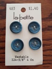 4 Vintage Blue Tonal Buttons 5/8