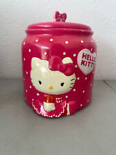RARE 2012 Sanrio Hello Kitty Hot Pink 3D Polka Dot Cookie Jar F.A.B. Bow Top picture