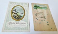 2 Antique Birthday Greetings POSTCARDS Best Wishes Scenic Sheep picture