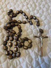 VINTAGE GIANT XL CARVED WOOD WALL ROSARY W/CRUCIFIX picture