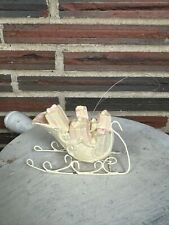 Vintage Santas Sleigh Ornament Pink/Ivory Color 1950s Retro Sleigh With Presents picture