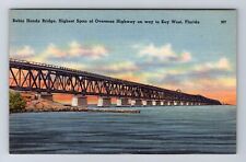 Key West FL-Florida, Bahia Honda Bridge, Overseas Highway, Vintage Postcard picture