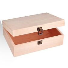 8x6x3 Inch Unfinished Wooden Box with Hinge Lid for DIY Craft Jewelry Gifts picture
