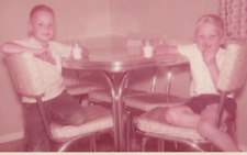 4S Photograph Portrait Boys Brothers Kitchen Table Snapshot Drinking Milk  1958 picture