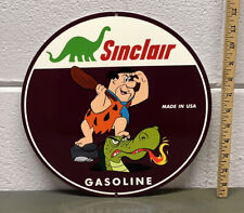 Sinclair Dino Gasoline Metal Sign Fred Flintstone Dino Station Cartoon Gas Oil picture