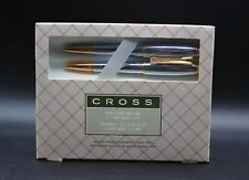 Cross Dubai Ball Point Pen and 0.7mm Pencil Set Chrome with Gold Tone NEW picture
