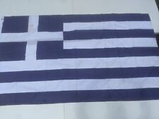 Vintage Blue & White Striped With Cross Religious Flag 35x61 has stains TRL7#21 picture