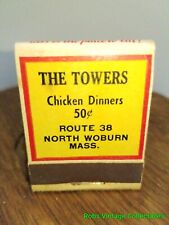 Matchbook The Towers North Woburn Mass Chicken Dinners Vtg Restaurant Ad picture