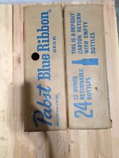 Vintage Pabst Blue Ribbon Beer Bottle Box Cardboard Case Man Cave picture