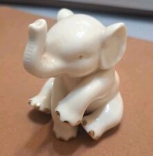 Lenox Porcelain Sitting Baby Elephant Figurine Ivory Gold Trim Handcrafted 2.5” picture
