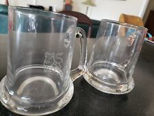2 LARGE HEAVY GLASS MERRILL LYNCH GLASS BEER MUGS COFFEE STOCK MARKET BULL  picture