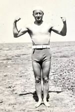 VTG 1940s PHOTO Handsome Beefcake Shirtless Big Bulge Swimsuit Male Physique picture