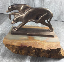 Greyhounds On Onyx Base Featuring Running Two Dogs Attractive Piece, Heavy picture