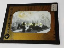 LXH Glass Magic Lantern Slide Photo CASTLE COURTYARD WITH BUSHES picture